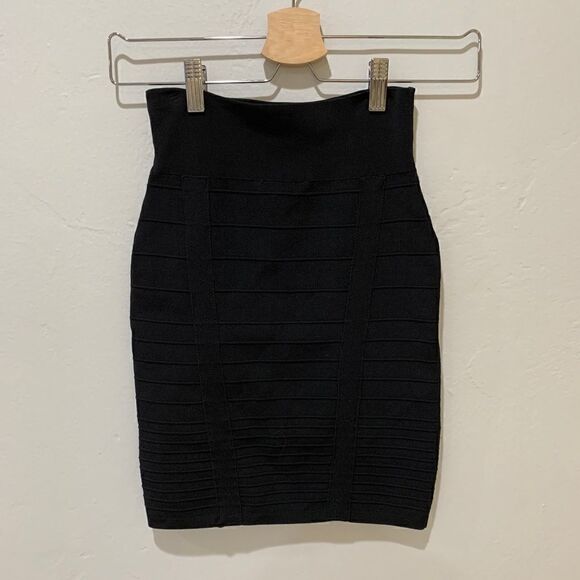 ROCK & REPUBLIC ribbed bodycon midi skirt bandage skirt black S - Picture 9 of 10